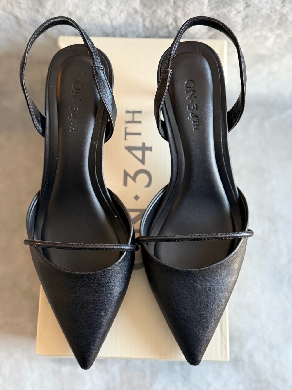 ON·34TH Black Pointed Slingback Heels